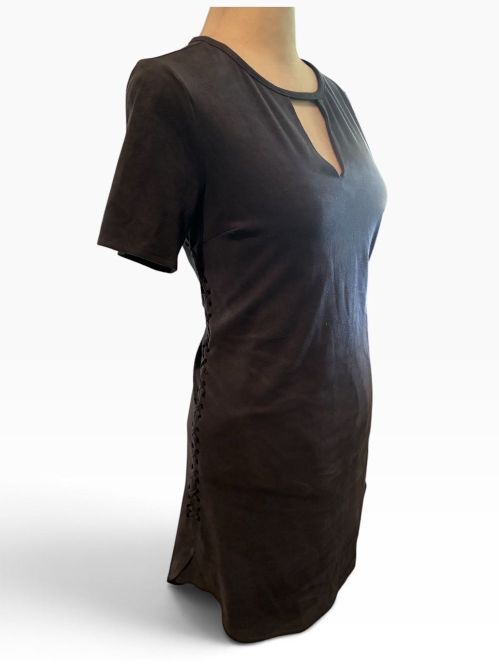 Black Swan Classic Charcoal Gray Faux Suede Beautiful Braided Side Detail.